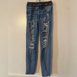 American Eagle Blue Distressed Jeans Size 00